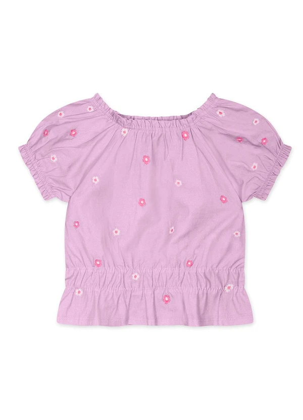 Marisol - Blusa Floral Manga Curta Infantil Feminina Roxo