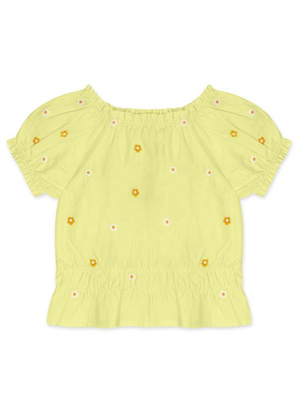 Marisol - Blusa Floral Manga Curta Infantil Feminina Verde