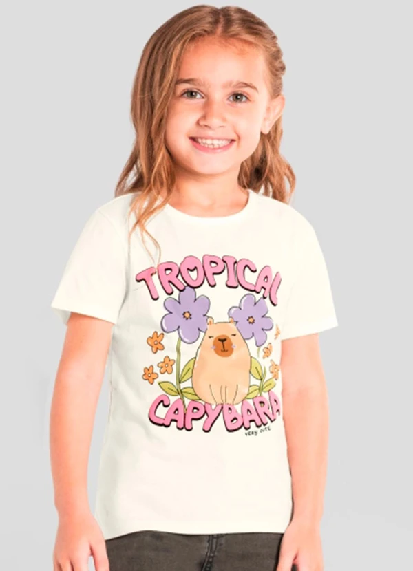 Brandili - Blusa Florida de Capivara em Puff Bege