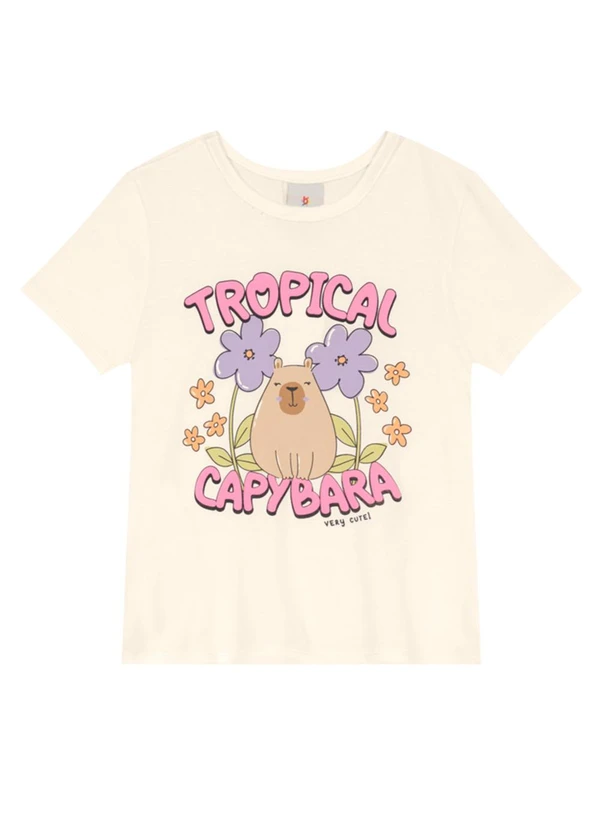 Brandili - Blusa Florida de Capivara em Puff Bege 3