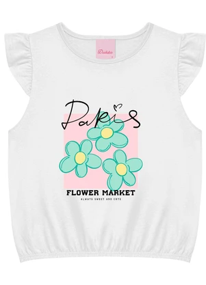 Duduka - Blusa Flower Market com Elástico  Branco - DUDUKA