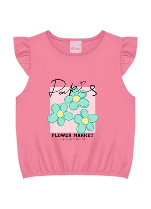 Duduka - Blusa Flower Market com Elástico na Cintura Rosa - DUDUKA