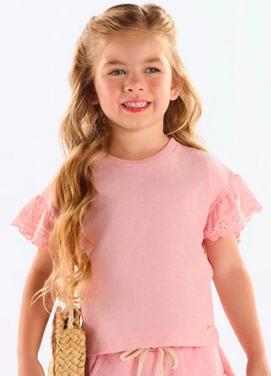 Up Baby - Blusa Infantil Algodão com Babado Rosa - UP BABY