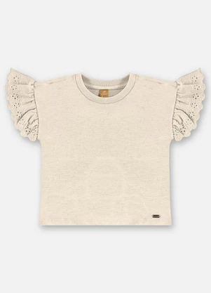 Up Baby - Blusa Infantil Algodão com Babados Bege - UP BABY