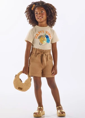 Up Baby - Blusa Infantil Algodão com Bordado Bege - UP BABY