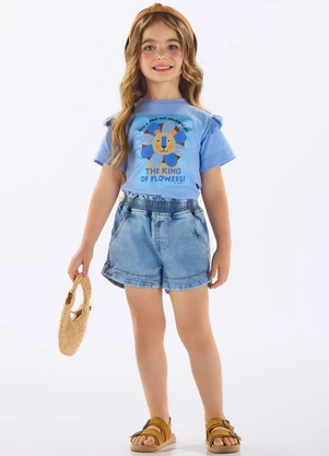 Up Baby - Blusa Infantil Algodão com Strass Azul - UP BABY