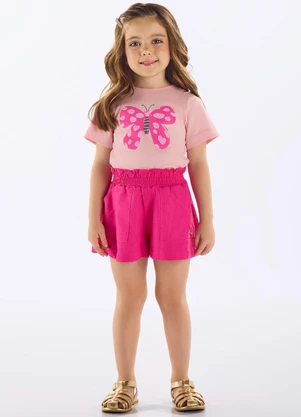 Up Baby - Blusa Infantil Algodão com Strass Rosa - UP BABY