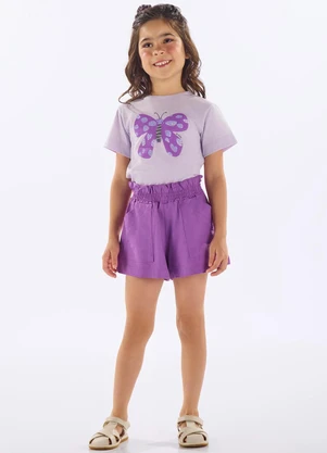 Up Baby - Blusa Infantil Algodão com Strass Roxo - UP BABY