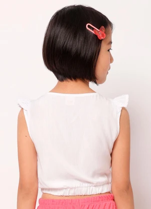 Torra - Blusa Infantil Algodão Laise com Babado Branco - TORRA