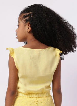 Torra - Blusa Infantil Algodão Laise com Babado Amarela - TORRA