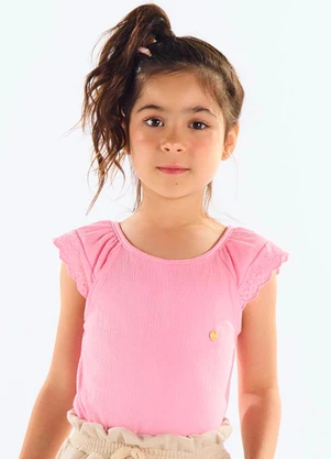 Up Baby - Blusa Infantil Algodão Texturizado Rosa - UP BABY