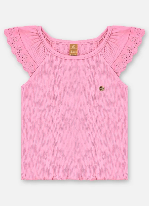 Up Baby - Blusa Infantil Algodão Texturizado Rosa 3