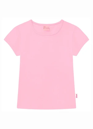 Duduka - Blusa Infantil Básica com Etiqueta Lateral  Rosa - DUDUKA