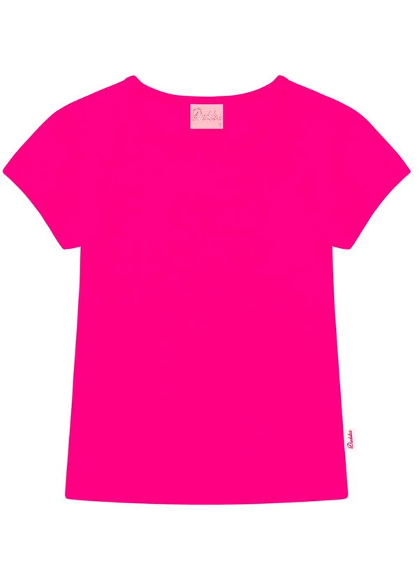 Duduka - Blusa Infantil Básica com Etiqueta Lateral  Rosa