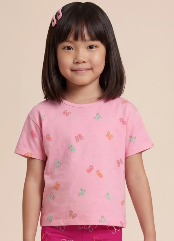 Brandili - Blusa Infantil Borboleta Rosa