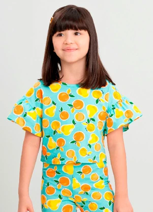 Blusa Infantil com Estampa Abstrata Quimby Azul - QUIMBY