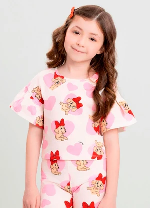 Blusa Infantil com Estampa Abstrata Quimby Branco - QUIMBY