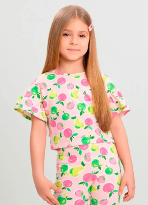 Blusa Infantil com Estampa Abstrata Quimby Rosa - QUIMBY