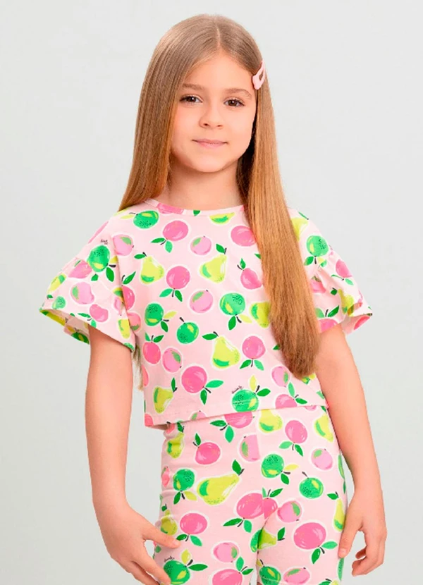 Quimby - Blusa Infantil com Estampa Abstrata Quimby Rosa