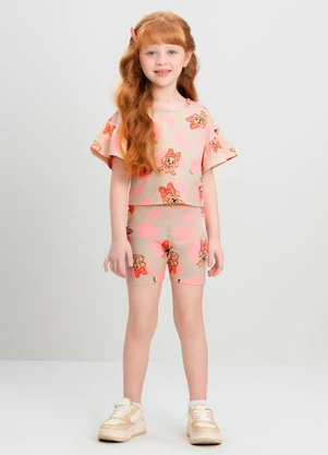 Blusa Infantil com Estampa Abstrata Quimby Rosa - QUIMBY