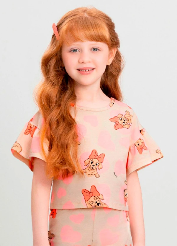 Quimby - Blusa Infantil com Estampa Abstrata Quimby Rosa