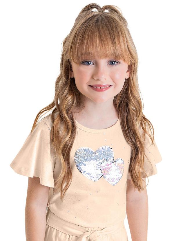 Quimby - Blusa Infantil com Glitter para Menina Bege