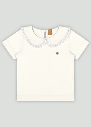 Blusa Infantil com Gola em Renda Up Baby Branco - UP BABY