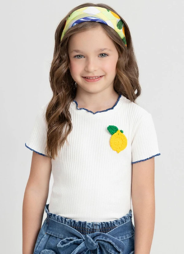 Up Baby - Blusa Infantil com Limão Crochet Up Baby Branco