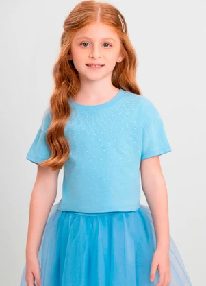 Blusa Infantil com Strass para Menina Quimby Azul - QUIMBY
