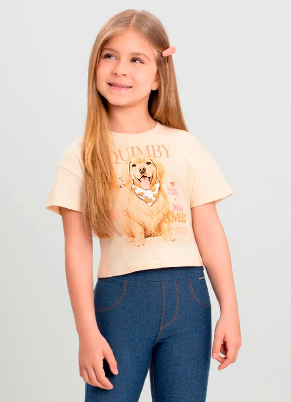 Quimby - Blusa Infantil com Strass para Menina Quimby Bege