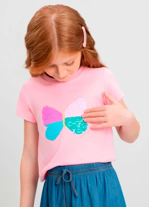 Blusa Infantil com Strass para Menina Quimby Rosa - QUIMBY