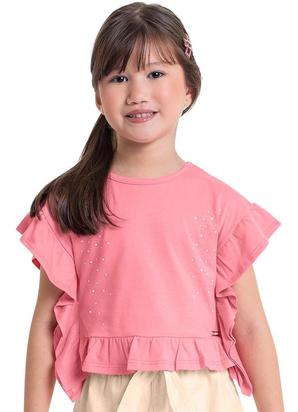 Quimby - Blusa Infantil com Strass para Menina Rosa