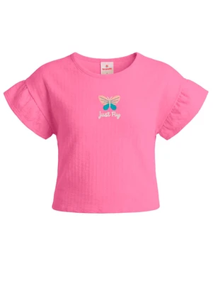 Brandili - Blusa Infantil Cotton com Bordado Rosa - BRANDILI