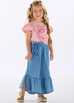 Up Baby - Blusa Infantil Cotton com Laço Rosa - UP BABY