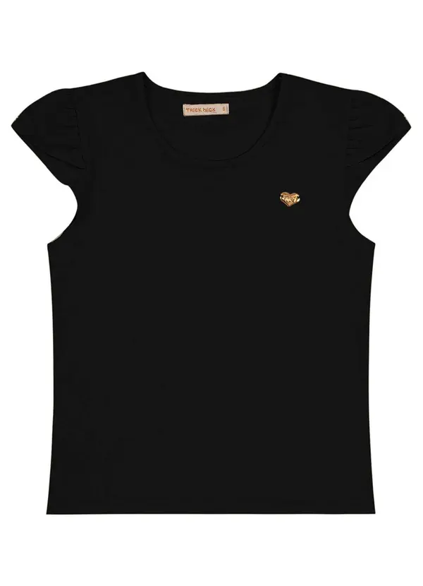 Trick Nick - Blusa Infantil Cotton Menina Preto