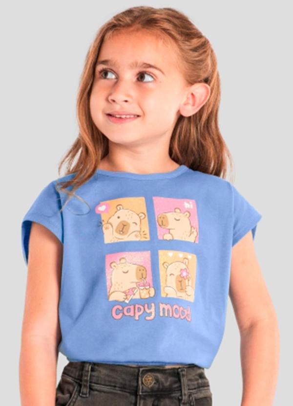 Brandili - Blusa Infantil de Capivara com Glitter Azul