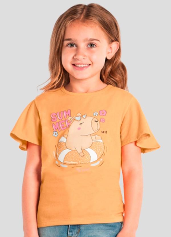 Brandili - Blusa Infantil de Capivara com Strass Amarelo