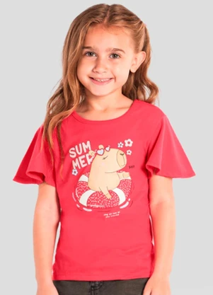 Brandili - Blusa Infantil de Capivara com Strass Vermelho - BRANDILI