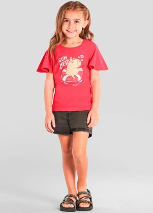Brandili - Blusa Infantil de Capivara com Strass Vermelho - BRANDILI
