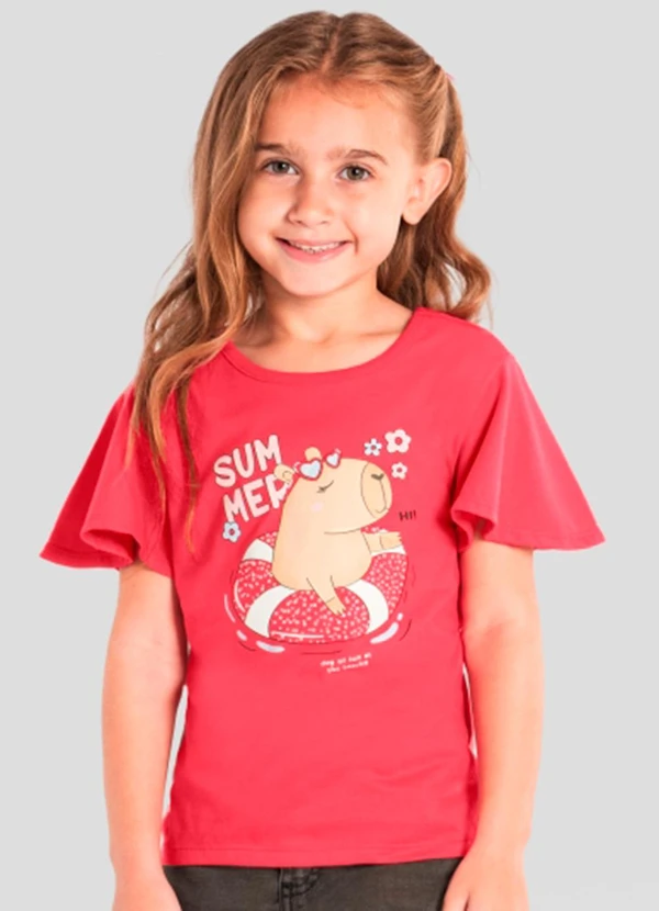 Brandili - Blusa Infantil de Capivara com Strass Vermelho