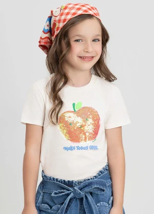 Up Baby - Blusa Infantil Doce Maçã Meia Malha Branco - UP BABY