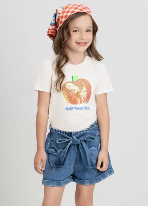 Up Baby - Blusa Infantil Doce Maçã Meia Malha Branco - UP BABY