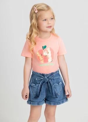 Blusa Infantil Doce Maçã Meia Malha Up Baby Rosa - UP BABY