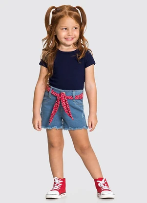 Alakazoo - Blusa Infantil em Malha Cotton Básica Azul - ALAKAZOO