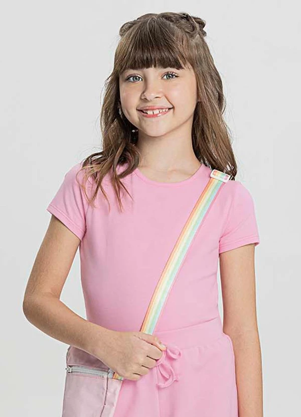 Alakazoo - Blusa Infantil em Malha Cotton Básica Rosa