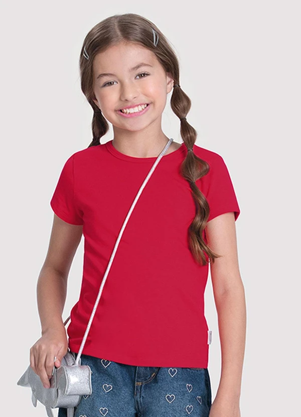 Alakazoo - Blusa Infantil em Malha Cotton Básica Vermelho 1