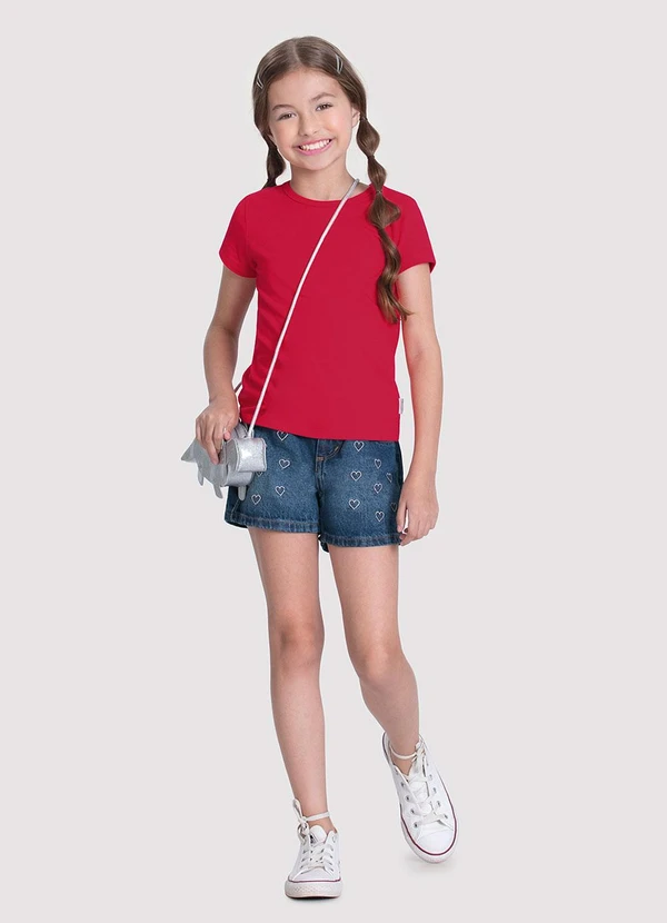 Alakazoo - Blusa Infantil em Malha Cotton Básica Vermelho 2