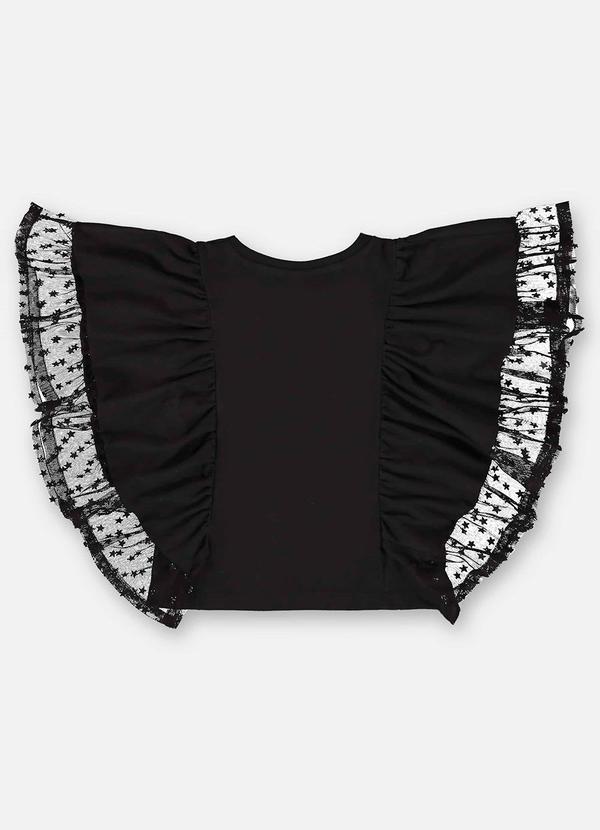 Up Baby - Blusa Infantil em Meia Malha e Tule Preto 2