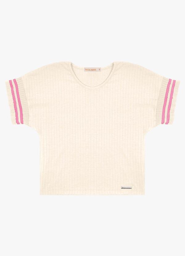 Trick Nick - Blusa Infantil em Ribana Canelada Bege