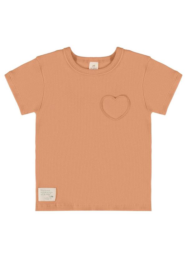Up Baby - Blusa Infantil em Ribana Canelada Marrom